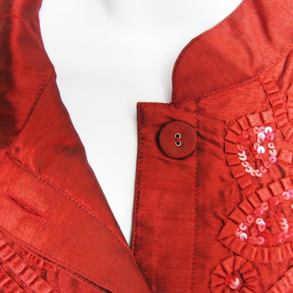 Chicos Sz 2 Evening Jacket RED Stunning - Picture 7 of 8